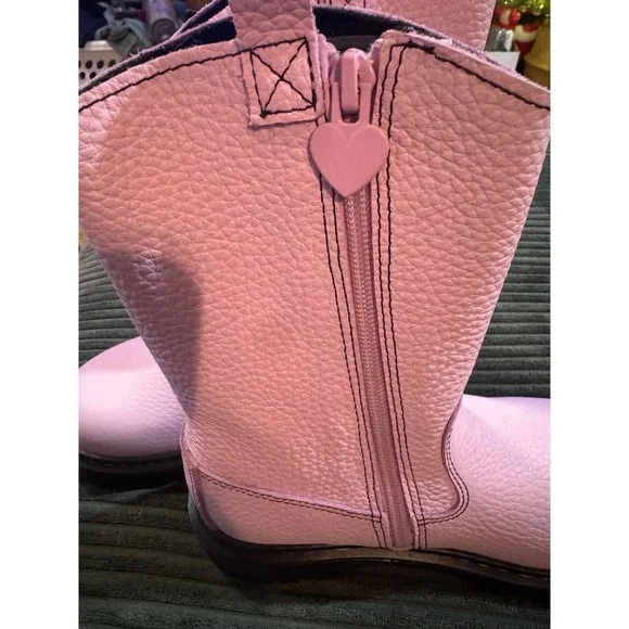 Dr Martens Bex Heart Cut Out Platform Boots Pink Leather Zip Up Size 5 - Picture 9 of 9